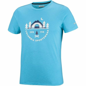 Columbia NELSON POINT GRAPHIC SHORT SLEEVE TEE modrá M - Pánské triko