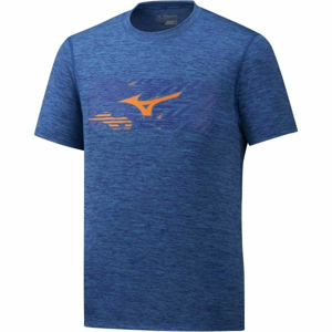 Mizuno IMPULSE CORE WILD BIRD TEE modrá L - Pánské běžecké triko