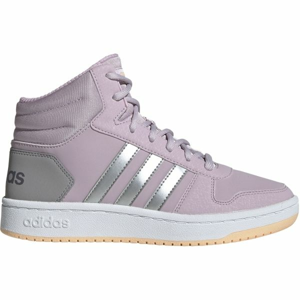 adidas HOOPS MID 2.0 K Dětská volnočasová obuv, Fialová,Tmavě šedá,Stříbrná,Bílá, velikost 34