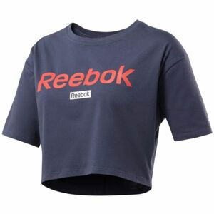 Reebok LINEAR LOGO CROP TEE Dámské triko, Tmavě modrá,Červená, velikost