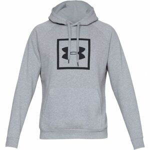 Under Armour RIVAL FLEECE BOX LOGO HOODIE šedá L - Pánská mikina