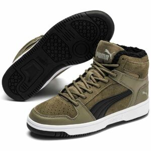 Puma REBOUND LAYUP FUR SD JR Dětské tenisky, khaki, velikost 36