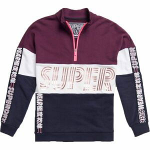 Superdry FLASH SPORT CITY CREW Dámská mikina, Tmavě modrá,Vínová,Bílá, velikost 12