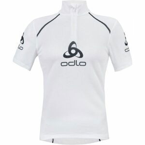 Odlo STAND-UP COLLAR S/S 1/2 ZIP ORIGINALS LIGHT LOGOLINE bílá XXL - Pánské funkční triko