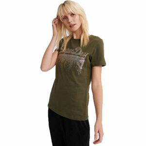 Superdry VINTAGE LOGO METALLIC CASCADE ENTRY TEE tmavě zelená 8 - Dámské tričko