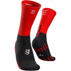 Compressport MID COMPRESSION SOCKS Vysoké běžecké ponožky, červená, velikost