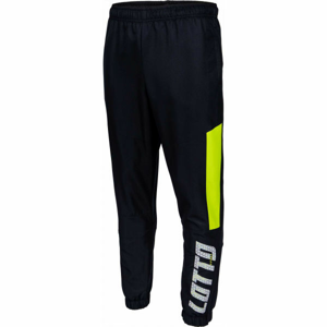 Lotto LOGO III PANT CUFF DB Pánské šusťákové kalhoty, Černá,Bílá,Reflexní neon, velikost XXL