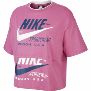 Nike NSW ICN CLSH SS TOP W růžová L - Dámské tričko