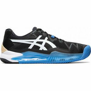 Asics GEL-RESOLUTION 8 CLAY Pánská tenisová obuv, Černá,Bílá,Modrá, velikost 10