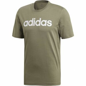 adidas E LIN TEE Pánské tričko, Tmavě zelená,Bílá, velikost
