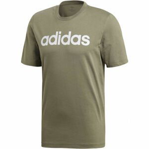 adidas E LIN TEE Pánské tričko, Tmavě zelená,Bílá, velikost