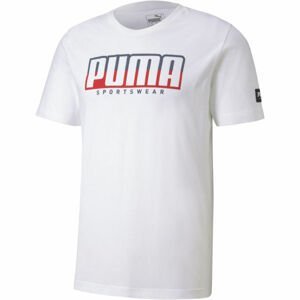 Puma ATHLETIC TEE BIG LOGO Pánské sportovní triko, Bílá,Červená, velikost