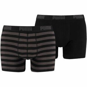 Puma STRIPE 1515 BOXER 2P Pánské boxerky, Černá,Šedá, velikost