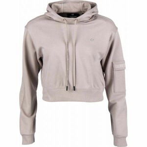 Calvin Klein CROPPED HOODIE béžová M - Dámská mikina