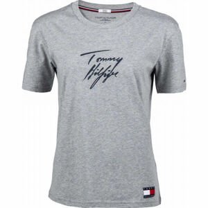 Tommy Hilfiger CN TEE SS LOGO šedá S - Dámské tričko