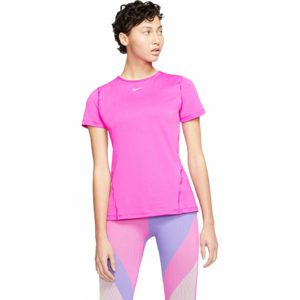 Nike NP 365 TOP SS ESSENTIAL W Dámské tričko, Růžová,Bílá, velikost