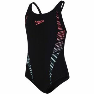 Speedo PLASTISOL PLACEMENT MUSCLEBACK černá 152 - Dívčí jednodílné plavky