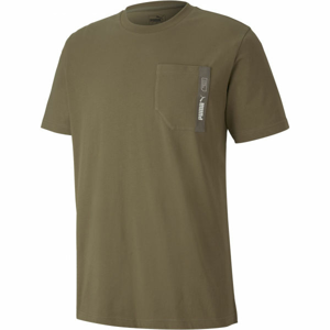 Puma NU-TILITY POCKET TEE Pánské triko, Khaki, velikost