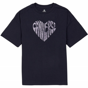 Converse WOMENS HEART REVERSE PRINT TEE Dámské tričko, Černá,Bílá, velikost L