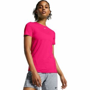 Nike NP 365 TOP SS ESSENTIAL W Dámské tričko, Růžová,Bílá, velikost