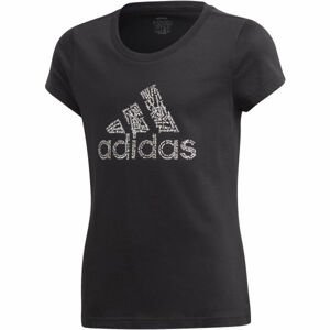 adidas YG BADGE OF SPORT TEE Dívčí tričko, Černá,Bílá, velikost 128