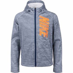 Nike THERMA GFX FZ HOODIE B Chlapecká mikina, Modrá,Oranžová, velikost L