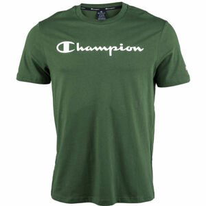 Champion CREWNECK T-SHIRT Pánské tričko, Tmavě zelená,Bílá, velikost