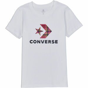 Converse WOMENS STAR CHEVRON PLAID INFILL TEE Dámské tričko, bílá, velikost M