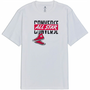 Converse DANGLING CHUCK SS TEE Pánské triko, bílá, velikost L