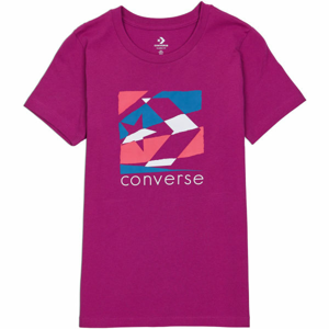 Converse WOMENS TORN CLASSIC TEE Dámské tričko, Vínová,Bílá,Modrá, velikost