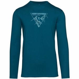Northfinder VANPY Pánské bavlněné tričko s potiskem, Tyrkysová,Světle modrá, velikost