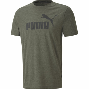 Puma ESS+ HEATHER TEE Pánské triko, Khaki,Černá, velikost