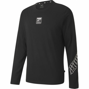 Puma REBEL LONGSLEEVE TEE Pánské triko, Černá,Bílá, velikost