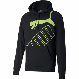 Puma BIG LOGO HOODIE FL Pánská mikina, Černá,Světle zelená, velikost