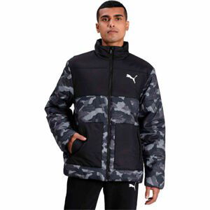 Puma ESS+ PADDED GRAPHIC JACKET Zimní bunda, černá, velikost M