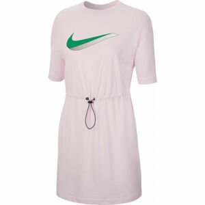 Nike NSW ICN CLSH DRESS SS W Dámské šaty, Růžová,Zelená, velikost M