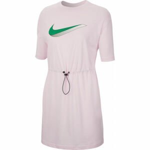 Nike NSW ICN CLSH DRESS SS W Dámské šaty, Růžová,Zelená, velikost L