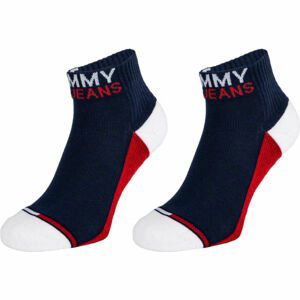 Tommy Hilfiger UNISEX TOMMY JEANS QUARTER 2P Unisexové ponožky, Tmavě modrá,Bílá,Červená, velikost 43-46