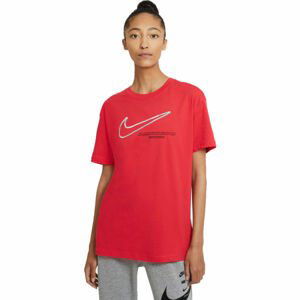 Nike NSW TEE BOY SWOOSH W Dámské tričko, Červená,Bílá, velikost
