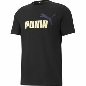 Puma ESS + 2 COL LOGO TEE Pánské triko, Černá,Tmavě modrá,Béžová, velikost
