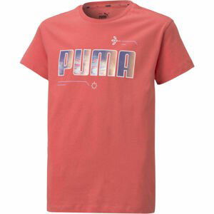 Puma ALPHA TEE G Dívčí triko, Lososová,Stříbrná, velikost 140