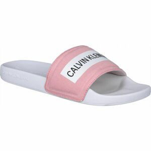 Calvin Klein SLIDE TAPE INST CO Dámské pantofle, Bílá,Růžová,Černá, velikost 37