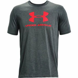 Under Armour SPORTSTYLE LOGO SS Pánské triko, Tmavě šedá,Červená, velikost