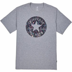 Converse SPLATTER PAINT CHUCK PATCH SHORT SLEEVE TEE Pánské tričko, Šedá,Černá, velikost M