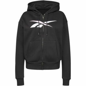 Reebok TE VECTOR FZ HOODIE Dámská flísová mikina, Černá,Bílá, velikost XL