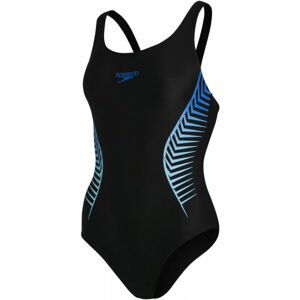 Speedo PLACEMENT MUSCLEBACK Dámské jednodílné plavky, Černá,Světle modrá, velikost