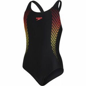 Speedo PLASTISOL PLACEMENT MUSCLEBACK Dívčí jednodílné plavky, černá, velikost 164