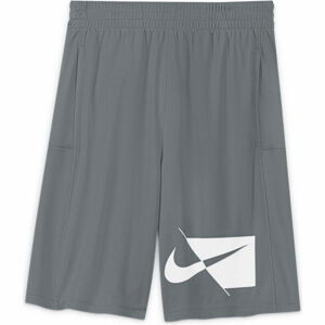 Nike DRY HBR SHORT B Chlapecké tréninkové šortky, Šedá,Bílá, velikost L