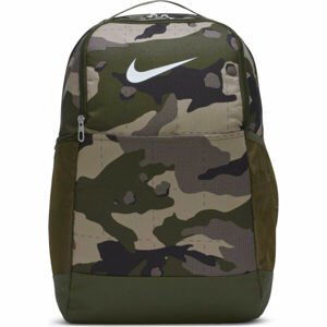 Nike BRASILIA CAMO M Batoh, tmavě zelená, velikost UNI