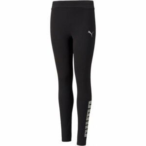 Puma ALPHA LEGGINGS G Dívčí legíny, Černá,Stříbrná, velikost